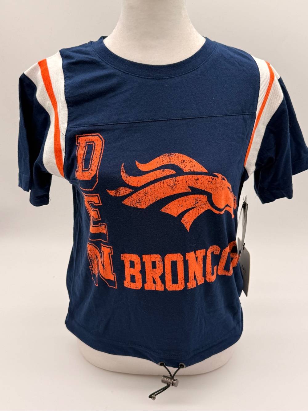 NFL Denver Broncos Navy & Orange Womens Graphic Tee XS Wear by Erin Andrews NWT